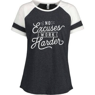 No Excuses Work Harder Motivational Quote Inspiration Enza Ladies Jersey Colorblock Tee