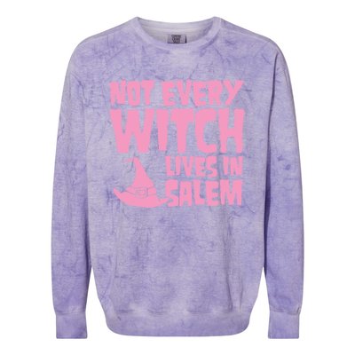 Not Every Witch Lives In Salem Cute Funny Wiccan Halloween Funny Gift Colorblast Crewneck Sweatshirt