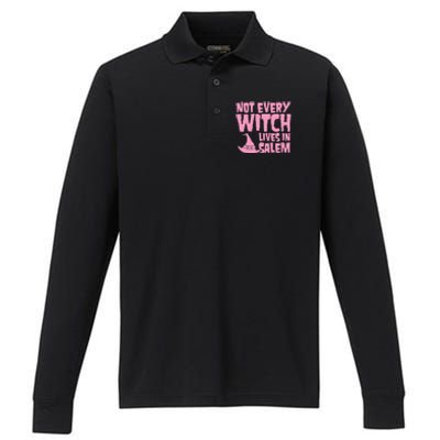 Not Every Witch Lives In Salem Cute Funny Wiccan Halloween Funny Gift Performance Long Sleeve Polo