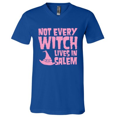 Not Every Witch Lives In Salem Cute Funny Wiccan Halloween Funny Gift V-Neck T-Shirt