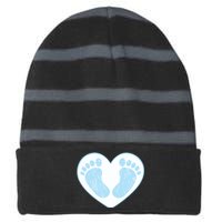 Newborn Feet Striped Beanie with Solid Band