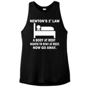 Newton's 1st Law A Body At Rest Ladies PosiCharge Tri-Blend Wicking Tank