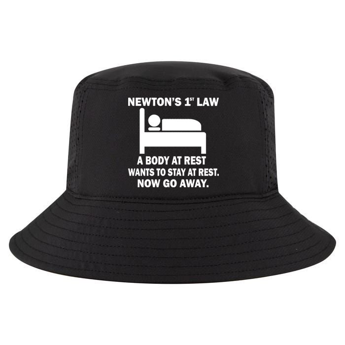 Newton's 1st Law A Body At Rest Cool Comfort Performance Bucket Hat