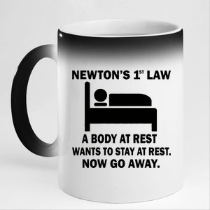 Newton's 1st Law A Body At Rest 11oz Black Color Changing Mug