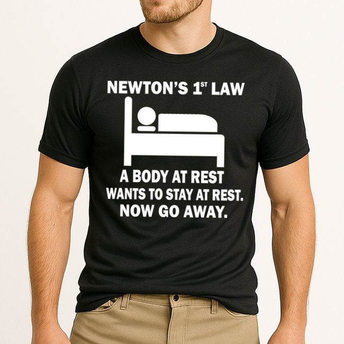 Newton's 1st Law A Body At Rest Cooling Performance Crew T-Shirt