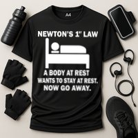 Newton's 1st Law A Body At Rest Cooling Performance Crew T-Shirt