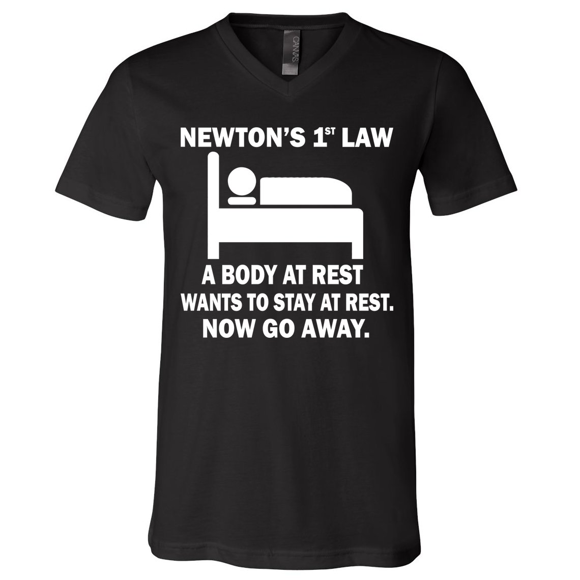 Newton's 1st Law A Body At Rest V-Neck T-Shirt