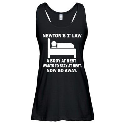 Newton's 1st Law A Body At Rest Ladies Essential Flowy Tank