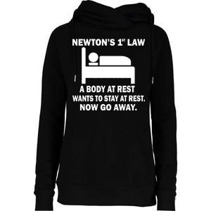 Newton's 1st Law A Body At Rest Womens Funnel Neck Pullover Hood