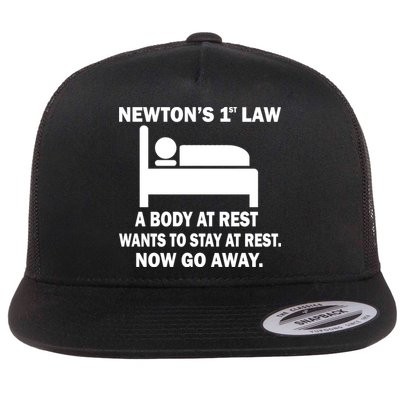 Newton's 1st Law A Body At Rest Flatbill Hat