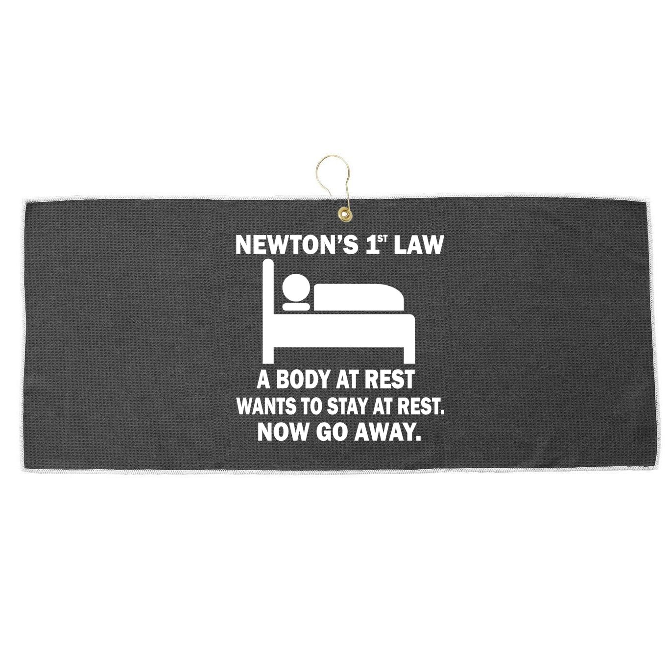 Newton's 1st Law A Body At Rest Large Microfiber Waffle Golf Towel