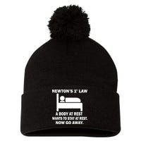Newton's 1st Law A Body At Rest Pom Pom 12in Knit Beanie