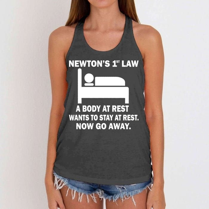 Newton's 1st Law A Body At Rest Women's Knotted Racerback Tank