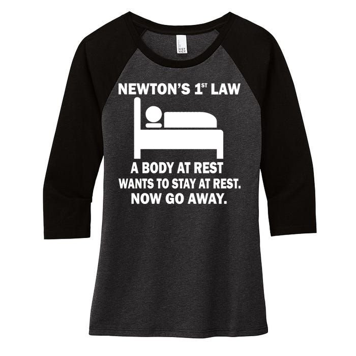 Newton's 1st Law A Body At Rest Women's Tri-Blend 3/4-Sleeve Raglan Shirt