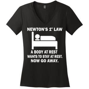 Newton's 1st Law A Body At Rest Women's V-Neck T-Shirt