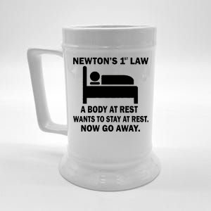 Newton's 1st Law A Body At Rest Beer Stein