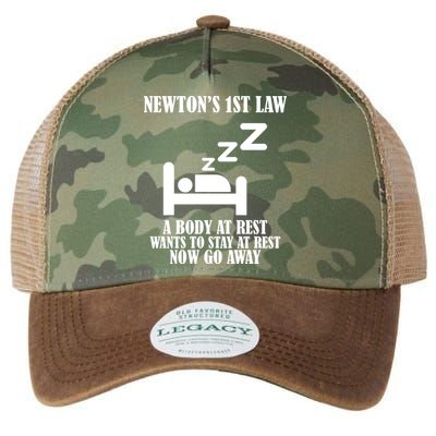 Newton's 1st Law Body At Rest Now Go Away Legacy Tie Dye Trucker Hat