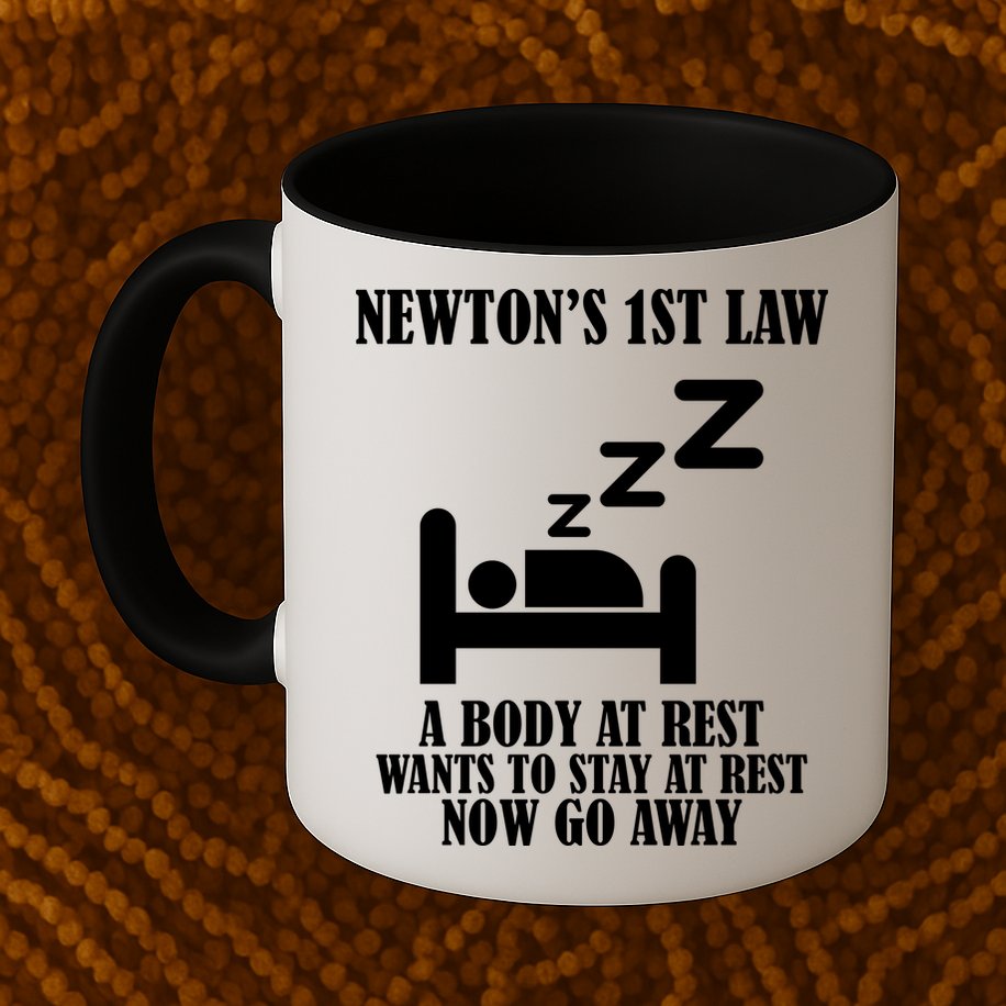 Newton's 1st Law Body At Rest Now Go Away Mug