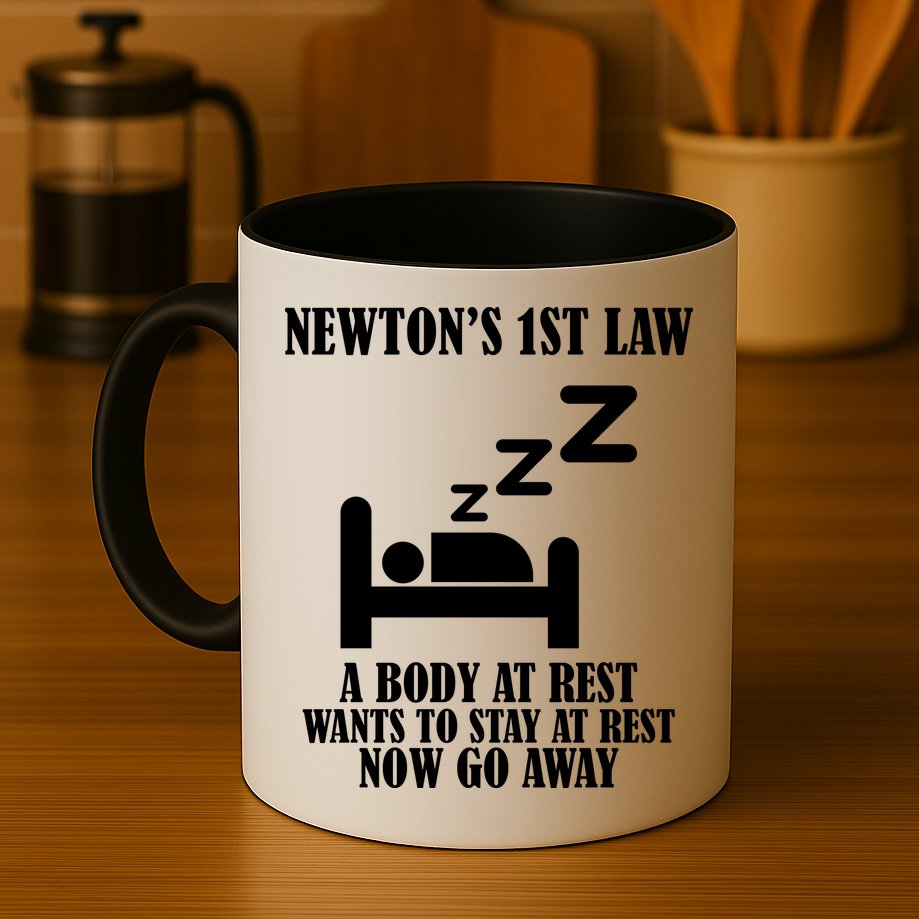 Newton's 1st Law Body At Rest Now Go Away Mug
