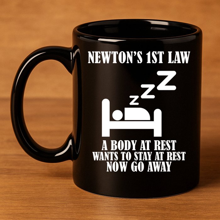 Newton's 1st Law Body At Rest Now Go Away 11oz C Handle Ceramic Mug