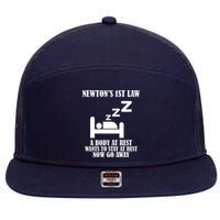 Newton's 1st Law Body At Rest Now Go Away 7 Panel Mesh Trucker Snapback Hat