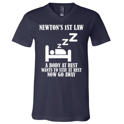 Newton's 1st Law Body At Rest Now Go Away V-Neck T-Shirt