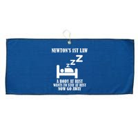 Newton's 1st Law Body At Rest Now Go Away Large Microfiber Waffle Golf Towel