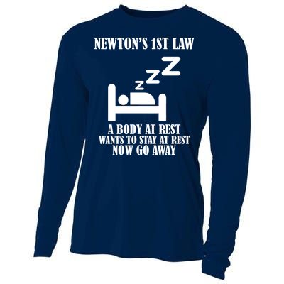 Newton's 1st Law Body At Rest Now Go Away Cooling Performance Long Sleeve Crew