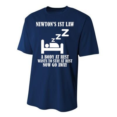 Newton's 1st Law Body At Rest Now Go Away Performance Sprint T-Shirt