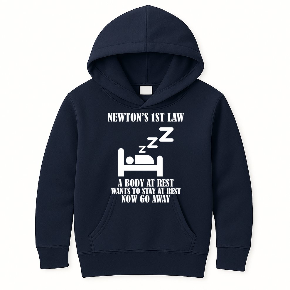 Newton's 1st Law Body At Rest Now Go Away Kids Hoodie