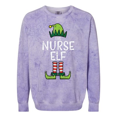 Nurse Elf Xmas Matching Christmas For Family Winter Scrub Colorblast Crewneck Sweatshirt