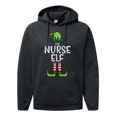 Nurse Elf Xmas Matching Christmas For Family Winter Scrub Performance Fleece Hoodie