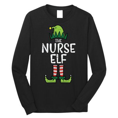 Nurse Elf Xmas Matching Christmas For Family Winter Scrub Long Sleeve Shirt