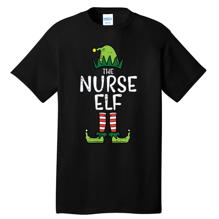 Nurse Elf Xmas Matching Christmas For Family Winter Scrub Tall T-Shirt