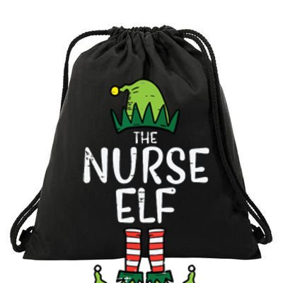 Nurse Elf Xmas Matching Christmas For Family Winter Scrub Drawstring Bag