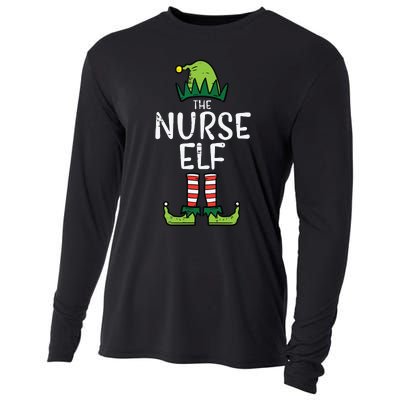 Nurse Elf Xmas Matching Christmas For Family Winter Scrub Cooling Performance Long Sleeve Crew