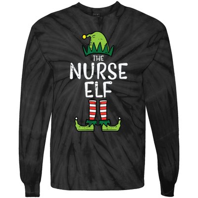 Nurse Elf Xmas Matching Christmas For Family Winter Scrub Tie-Dye Long Sleeve Shirt