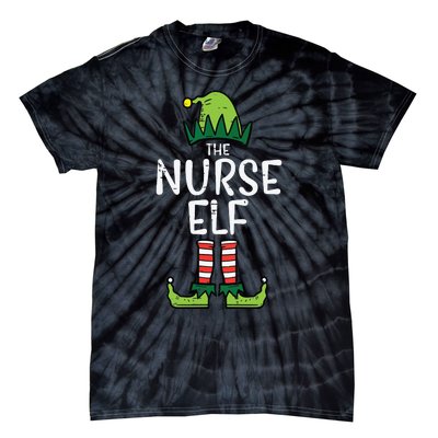 Nurse Elf Xmas Matching Christmas For Family Winter Scrub Tie-Dye T-Shirt