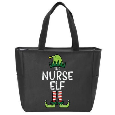 Nurse Elf Xmas Matching Christmas For Family Winter Scrub Zip Tote Bag