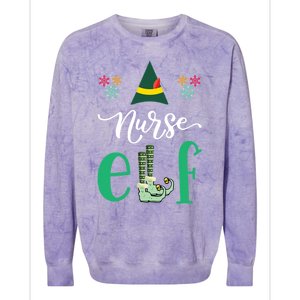 Nurse Elf Xmas Matching Christmas For Family Scrub Gift Colorblast Crewneck Sweatshirt