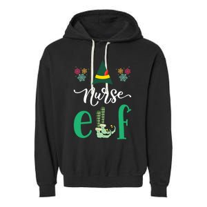 Nurse Elf Xmas Matching Christmas For Family Scrub Gift Garment-Dyed Fleece Hoodie