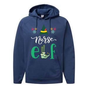 Nurse Elf Xmas Matching Christmas For Family Scrub Gift Performance Fleece Hoodie