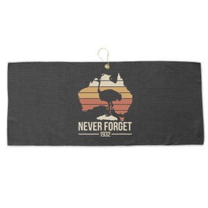 Never Forget 1932 Emu War Australia History Tribute Large Microfiber Waffle Golf Towel