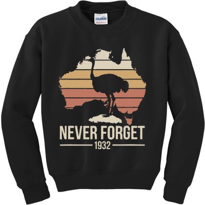 Never Forget 1932 Emu War Australia History Tribute Kids Sweatshirt