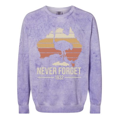 Never Forget 1932 Emu War Australia History Tribute Colorblast Crewneck Sweatshirt