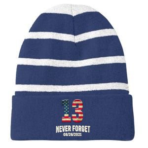 Never Forget 13 Service Members Kabul Afghanistan Airport Striped Beanie with Solid Band