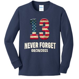 Never Forget 13 Service Members Kabul Afghanistan Airport Kids Long Sleeve Shirt