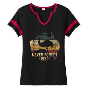 Never Forget 1932 Emu War Emu Lover Zookeeper Ladies Halftime Notch Neck Tee