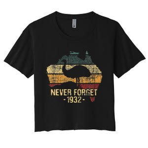 Never Forget 1932 Emu War Emu Lover Zookeeper Women's Crop Top Tee