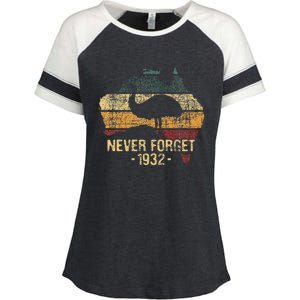 Never Forget 1932 Emu War Emu Lover Zookeeper Enza Ladies Jersey Colorblock Tee